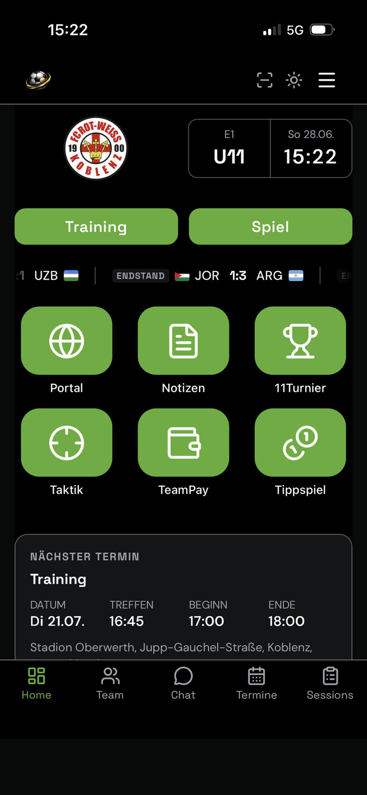 11COACH Start-Bildschirm